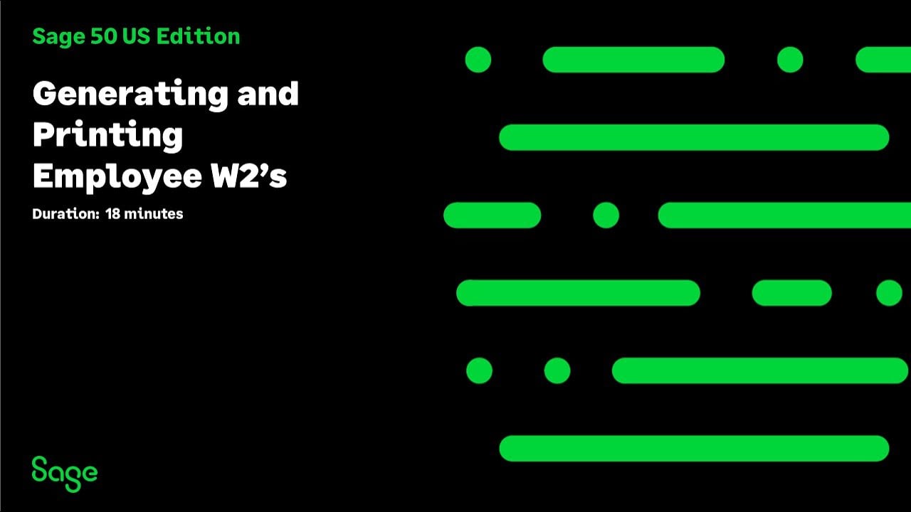 Sage 50 US - Generating and Printing Employee W 2s